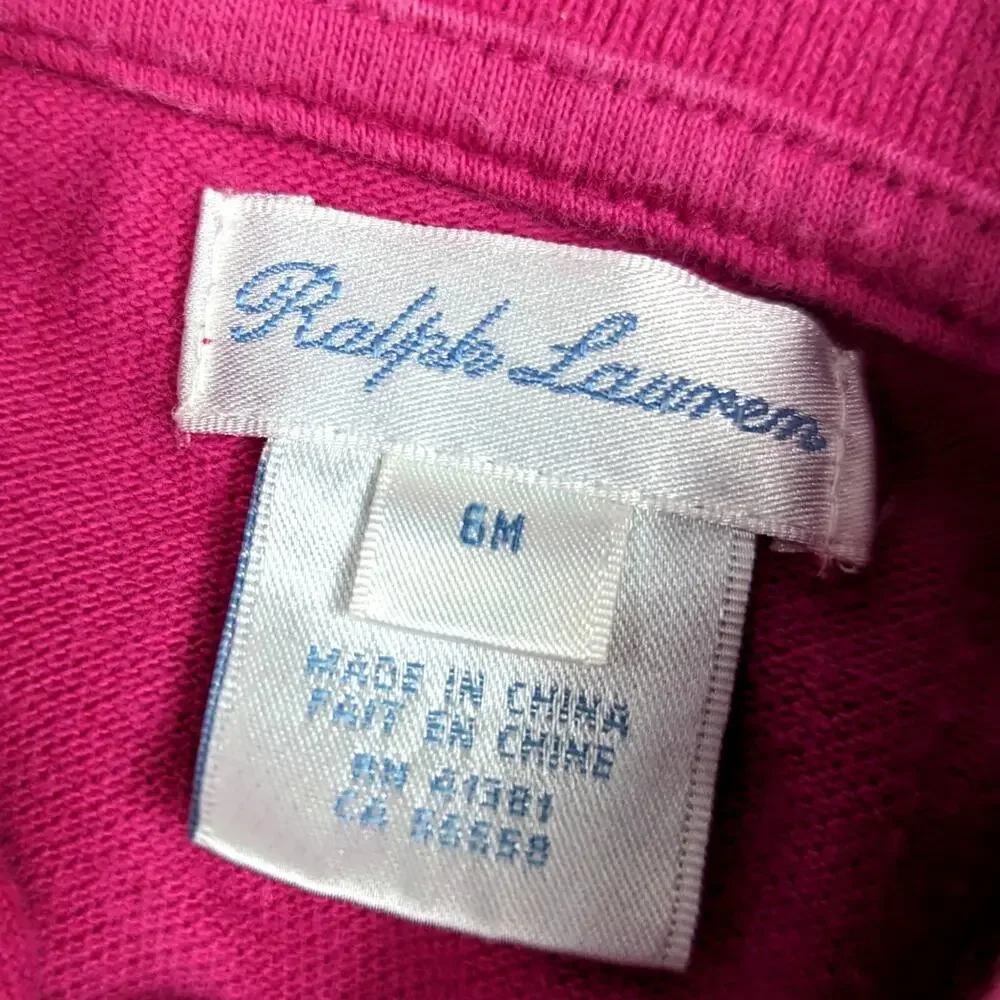 Ralph Lauren Dress Baby Girls Sz 6m Magenta Pink Preppy Collared Polo